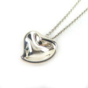 TIFFANY Co Elsa Peretti Carved Heart Necklace Sterling Silver
